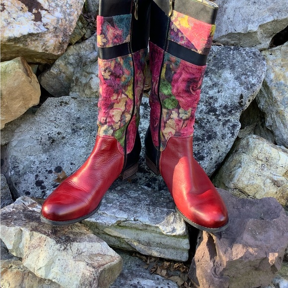 Spring Step L ‘Artiste Barbie Boot Sz 41 (10) Red Multi - Picture 5 of 7